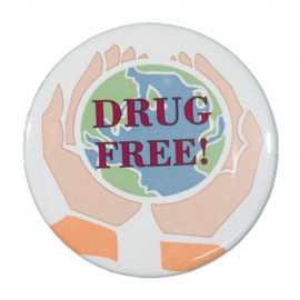 1" Stock Celluloid "Drug Free" Button with Logo