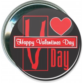Valentine's Day - V Day, Happy Valentine's Day - 2 1/4 Inch Round Button with Logo  Valentine
