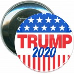 Political - Trump 2020, Stars & Stripes - 3 Inch Round Button with Logo