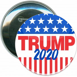 Political - Trump 2020, Stars & Stripes - 3 Inch Round Button with Logo  Political - Trump 2020, Stars & Stripes - 3 Inch Round Button with Logo