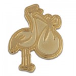 Gold or Silver Stork Pin Branded
