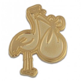 Gold or Silver Stork Pin Branded