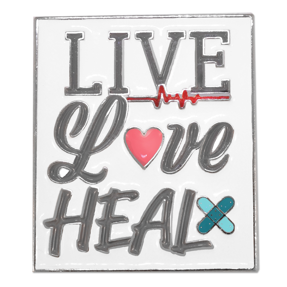 Logo Printed Live Love Heal Pin