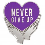 Custom Imprinted Never Give Up Pin - Purple
