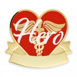 Engravable Caduceus Hero Pin Custom Imprinted
