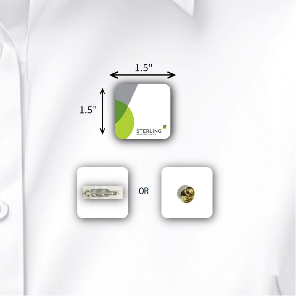 Branded Full Color 50 Mil Name Badge (1.5"X1.5") Square - No Personalization