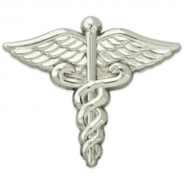 Silver Caduceus Lapel Pin Custom Imprinted