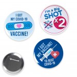 1.25" Circle Celluloid COVID Vaccine Buttons Custom Imprinted