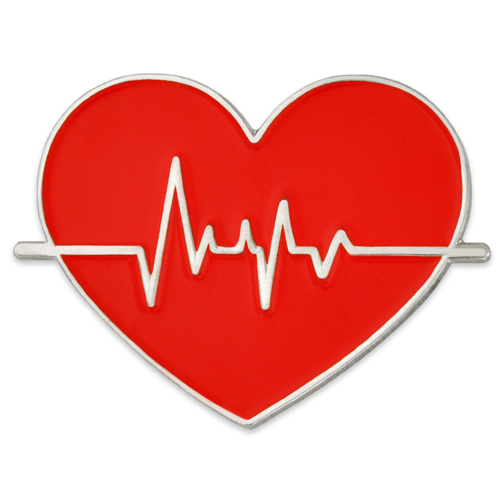 Logo Printed Heart Beat Pin