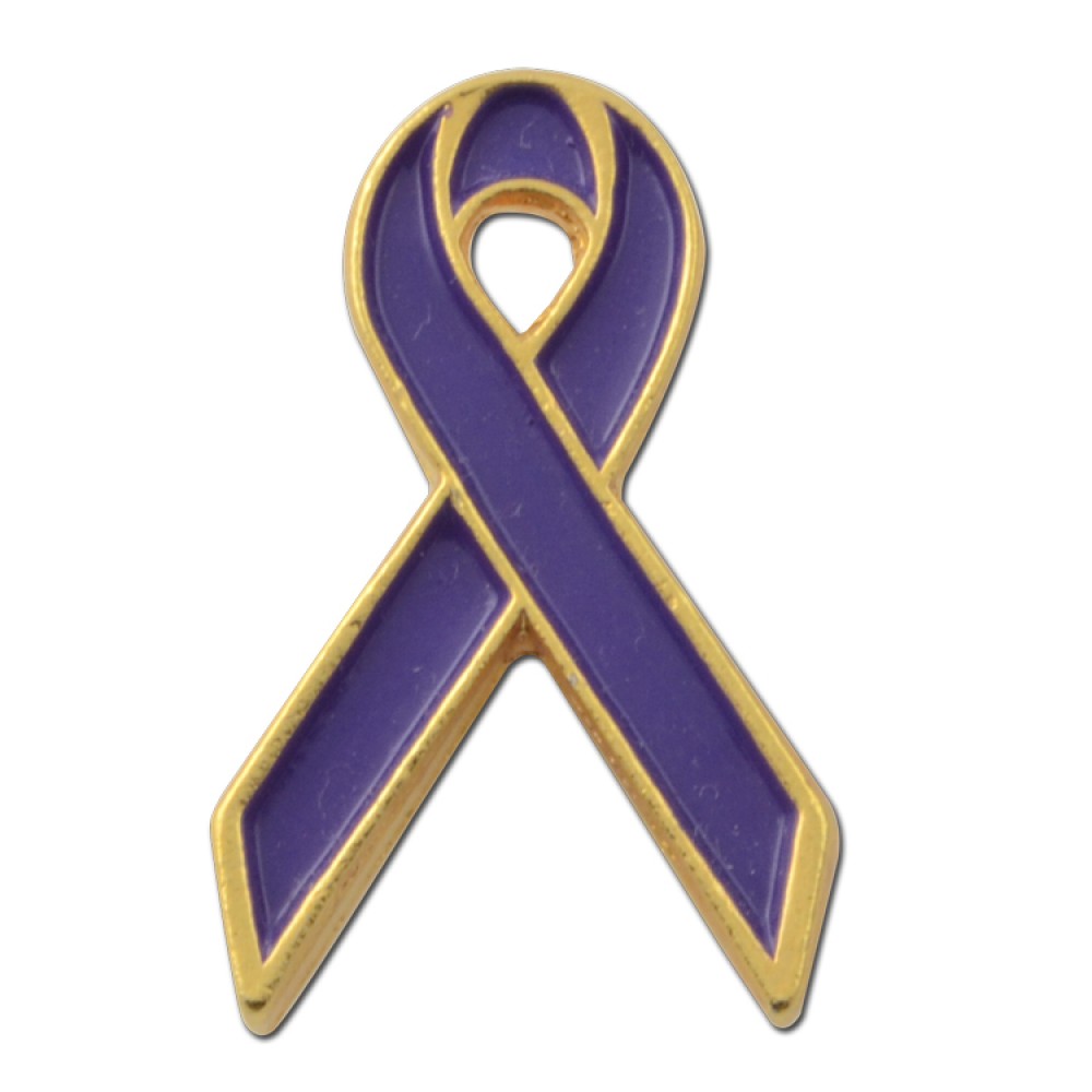 Purple Ribbon Awareness Lapel Pin Logo Printed Purple Ribbon Awareness Lapel Pin Logo Printed