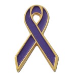 Purple Ribbon Awareness Lapel Pin Logo Printed