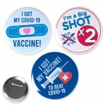 2.25" Circle Celluloid COVID Vaccine Buttons Logo Printed