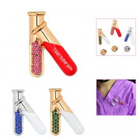 Custom Imprinted Medical Test Tube Tin Brooch