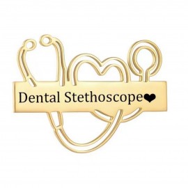 Logo Printed Stainless Steel Stethoscope Lapel Pin