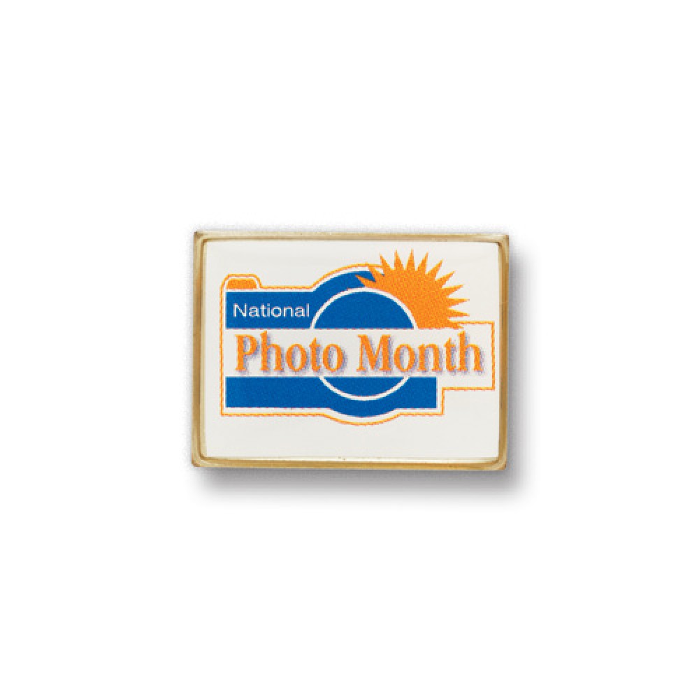 Logo Printed Radius Corner Rectangle Printed Stock Lapel Pin (13/16"x17/32") Logo Printed Radius Corner Rectangle Printed Stock Lapel Pin (13/16"x17/32")