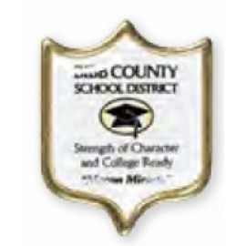 Logo Printed Shield Printed Stock Lapel Pin (1 3/32"x1 1/4")  Logo Printed Shield Printed Stock Lapel Pin (1 3/32"x1 1/4")