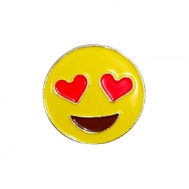 Emoji heart eyes pin with Logo