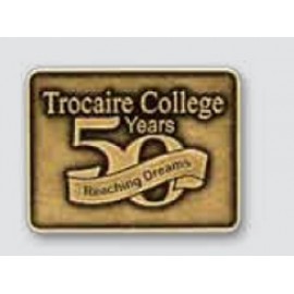 Square w/ Rounded Corners Antique Finish Die Struck Lapel Pin (1"x1") with Logo