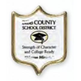 Logo Printed Shield Printed Stock Lapel Pin (1 1/16"x9/16")  Logo Printed Shield Printed Stock Lapel Pin (1 1/16"x9/16")