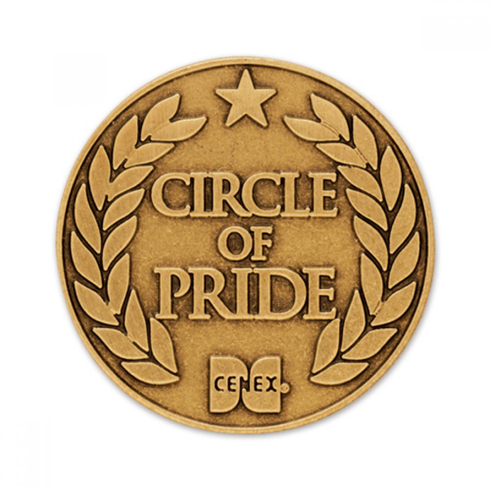 Logo Printed Circle Antique Finish Die Struck Lapel Pin (11/16")