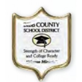 Personalized Shield Printed Stock Lapel Pin (31/32"x1 1/4")  Personalized Shield Printed Stock Lapel Pin (31/32"x1 1/4")