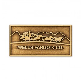 Rectangle Antique Finish Die Struck Lapel Pin (5/8"x1") with Logo