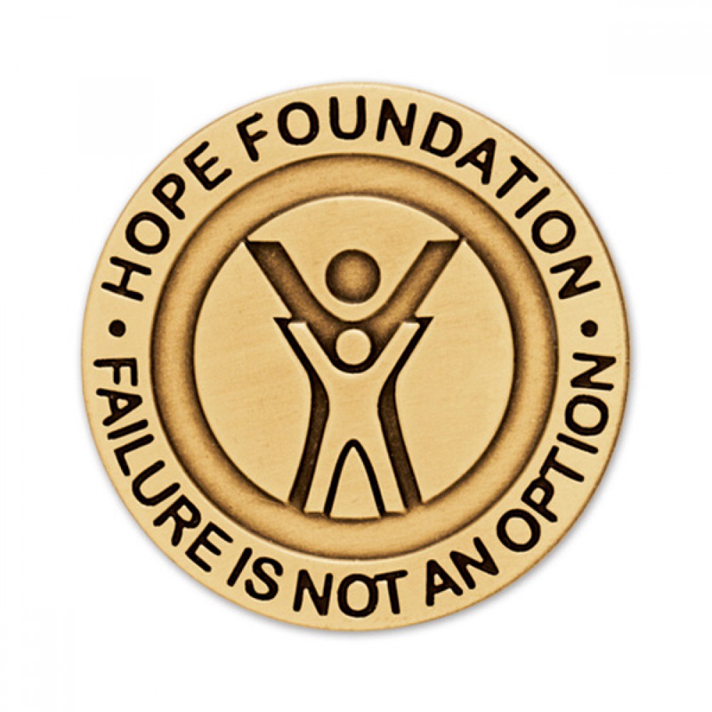 Circle Antique Finish Die Struck Lapel Pin (1") with Logo Circle Antique Finish Die Struck Lapel Pin (1") with Logo