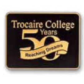 Rectangle Black Ox Finish Die Struck Lapel Pin (1"x3/4") with Logo