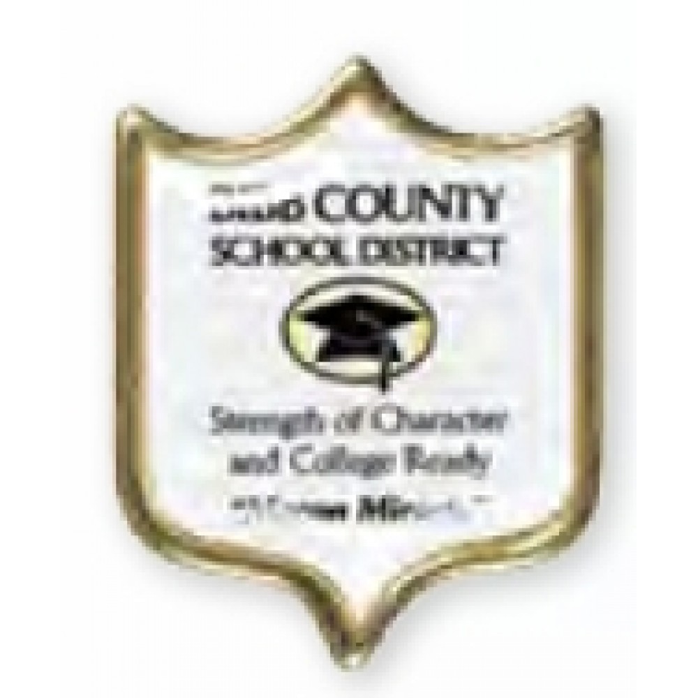 Personalized Shield Printed Stock Lapel Pin (27/32"x1 1/4") Personalized Shield Printed Stock Lapel Pin (27/32"x1 1/4")