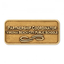 Logo Branded Rectangle Antique Finish Die Struck Lapel Pin (1 1/8"x1/2")