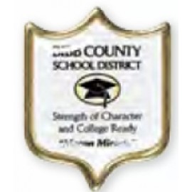 Logo Printed Shield Printed Stock Lapel Pin (1 1/16"x31/32")  Logo Printed Shield Printed Stock Lapel Pin (1 1/16"x31/32")