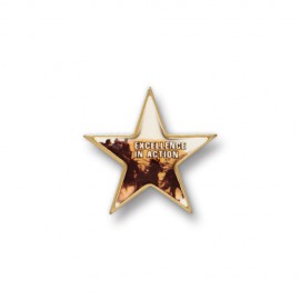 Logo Printed Star Printed Stock Lapel Pin