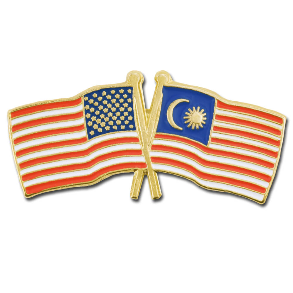 USA & Malaysia Flag Pin with Logo