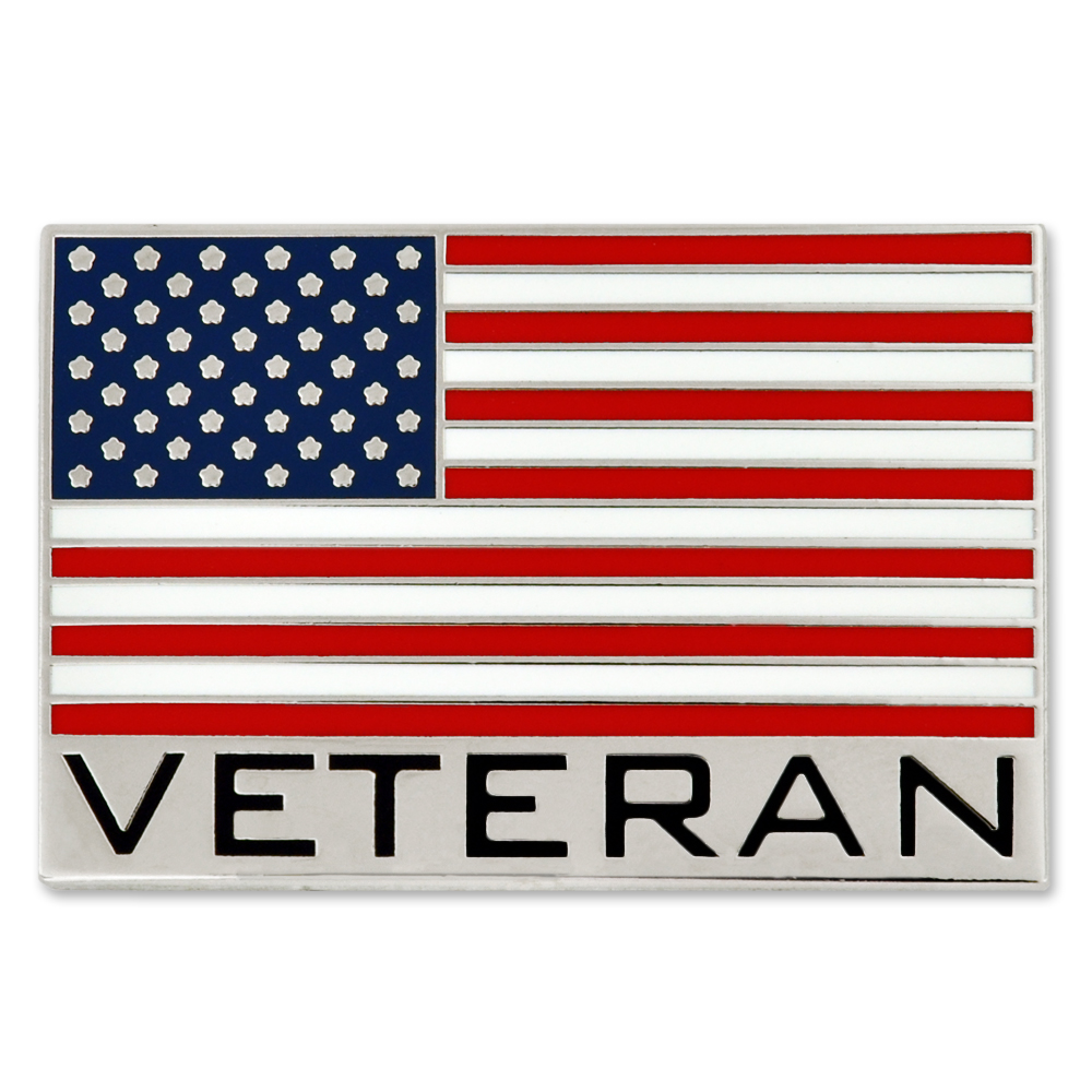 Customized Veteran American Flag Pin