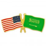 USA & Saudi Arabia Flag Pin with Logo