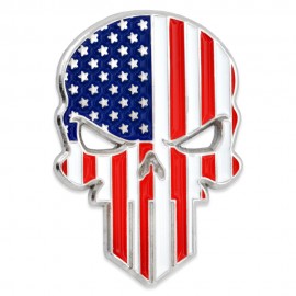 Personalized American Flag Skull Lapel Pin