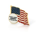 Logo Branded American Waving Flag w/circle, epoxy color fill & digital print (1.35" x1" )