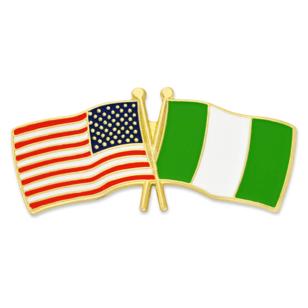 USA & Nigeria Flag Pin with Logo