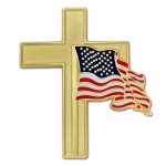 American Flag and Gold Cross Pin with Logo