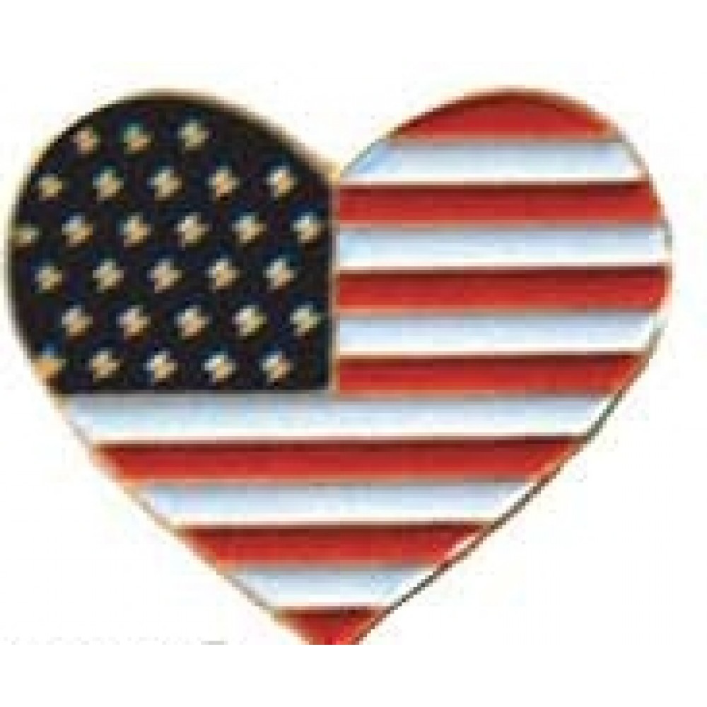 Logo Branded Heart Stock Pin w/American Flag