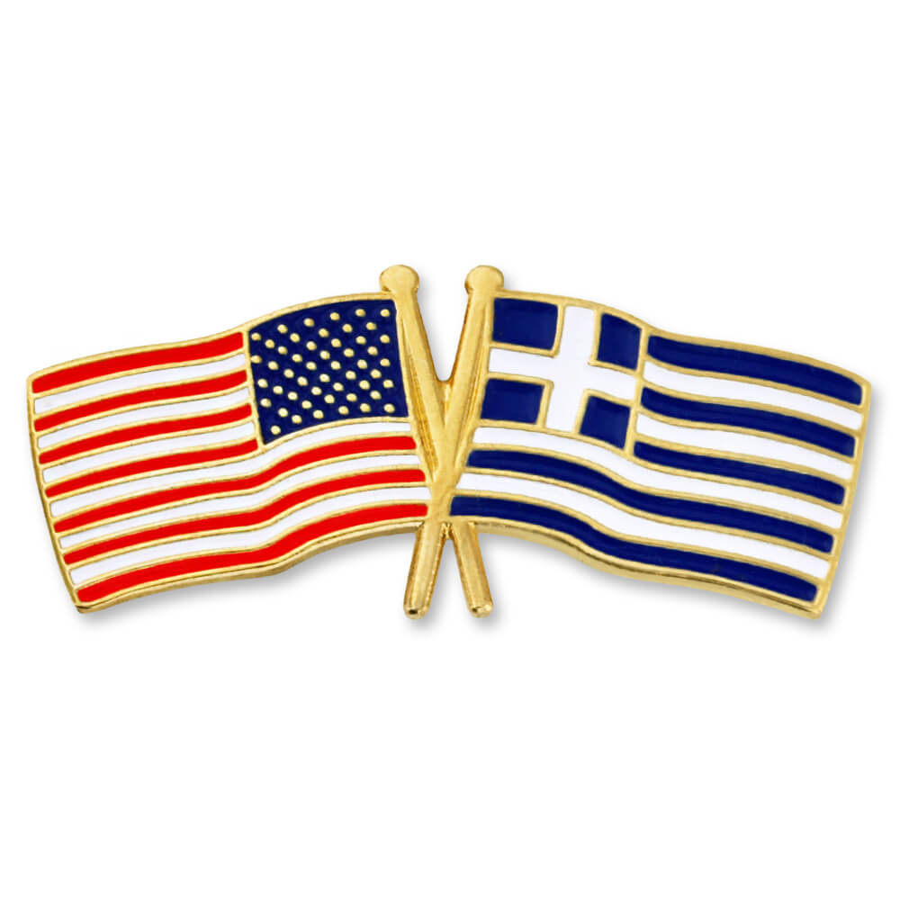 Promotional USA & Greece Flag Pin