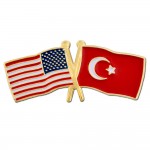 USA & Turkey Flag Pin with Logo