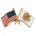 Custom Illinois & USA Flag Pin
