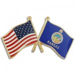 Kansas & USA Flag Pin with Logo