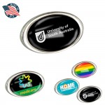 1-1/4'' x 7/8" Oval Graphic Pin - Made In USA. Inquire for more sizes. with Logo