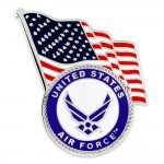 Personalized Officially Licensed U.S. Air Force Emblem & USA Flag Pin