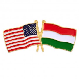 USA & Hungary Flag Pin with Logo