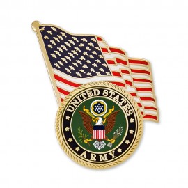 Personalized Officially Licensed U.S. Army Emblem & USA Flag Pin