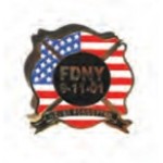 Customized FDNY 9-11-01 "Never Forgotten" Stock Pin w/American Flag