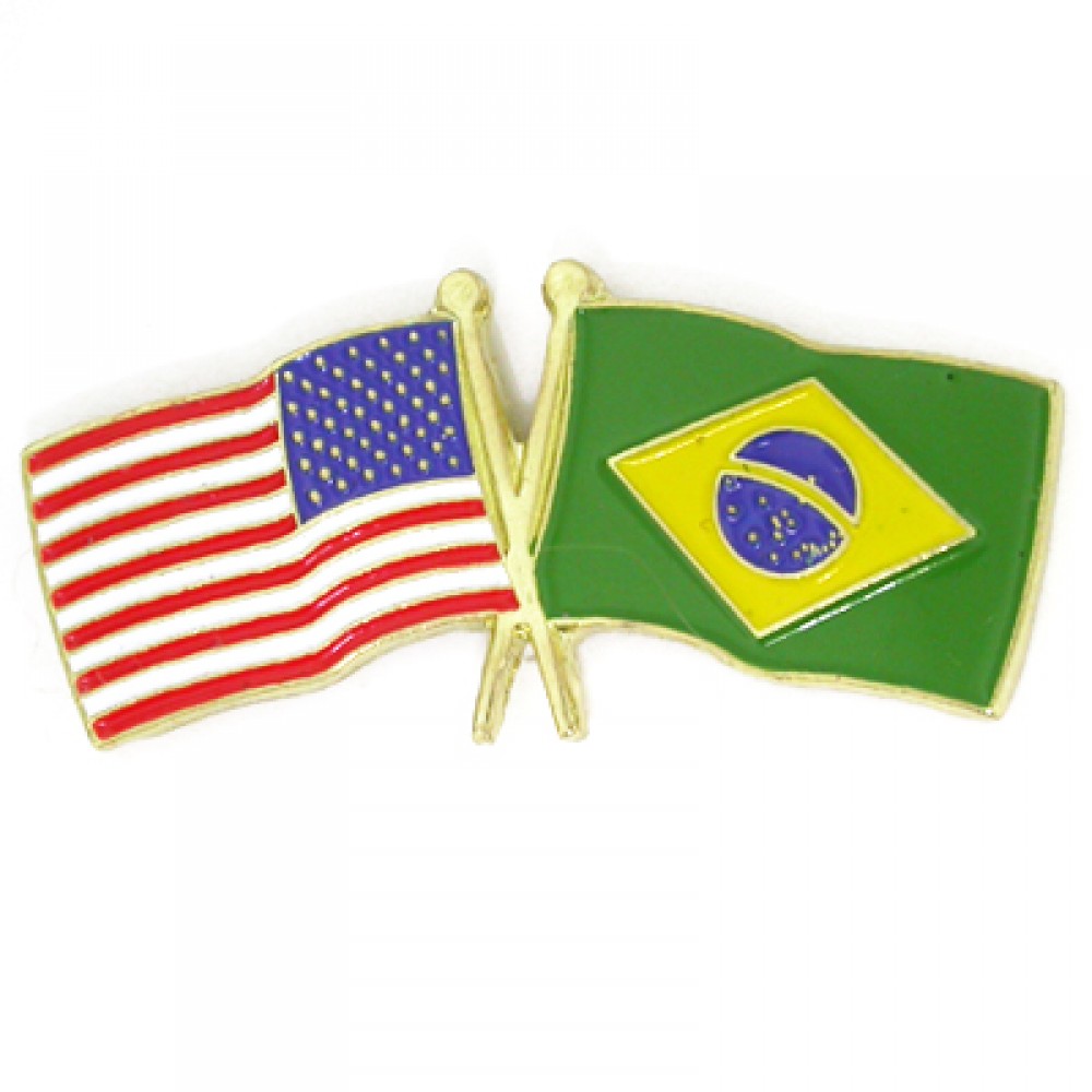 Logo Branded USA & Brazil Flag Pin Logo Branded USA & Brazil Flag Pin